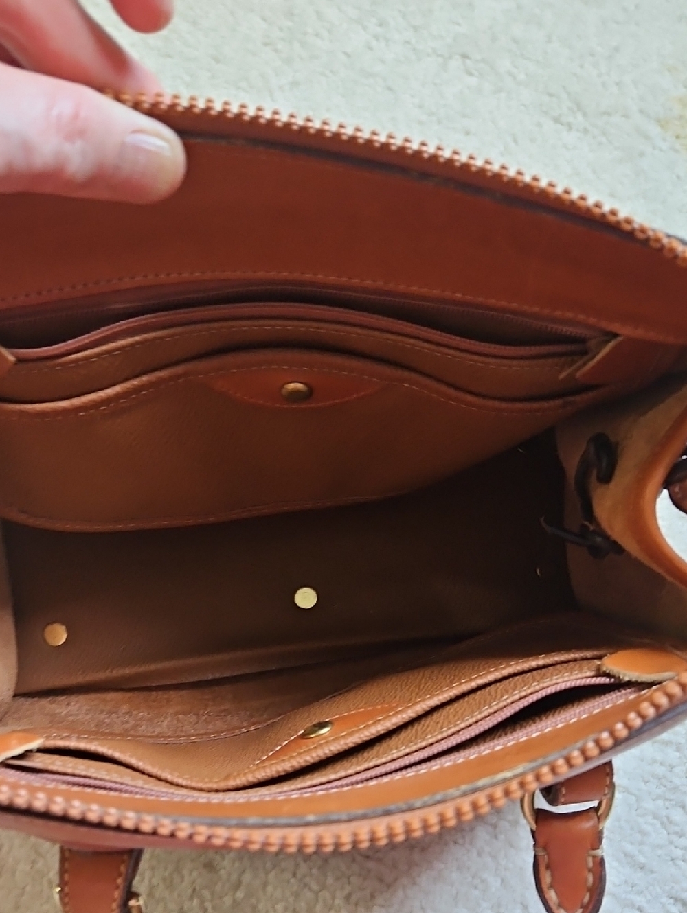 Dooney & Bourke Pebbled Leather Satchel in Cognac - Picture 9 of 10